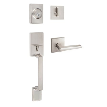 Sure-Loc Hardware Sure-Loc Hardware Stockholm Handleset, Basel Square Handleset Trim, Satin Nickel SH507-S-BS-SQ 15